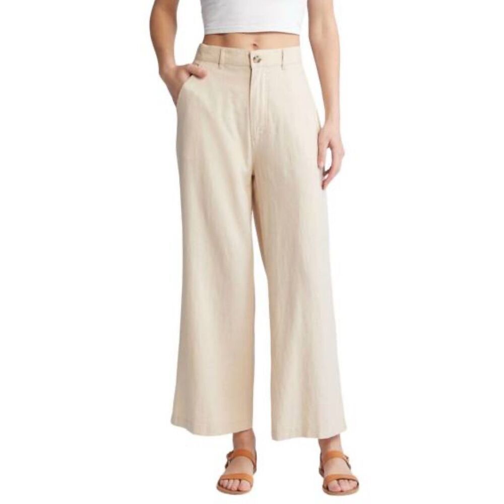 NWOT Le Jean Linen Jude trouser in sand, Sz 26 $249 B32
